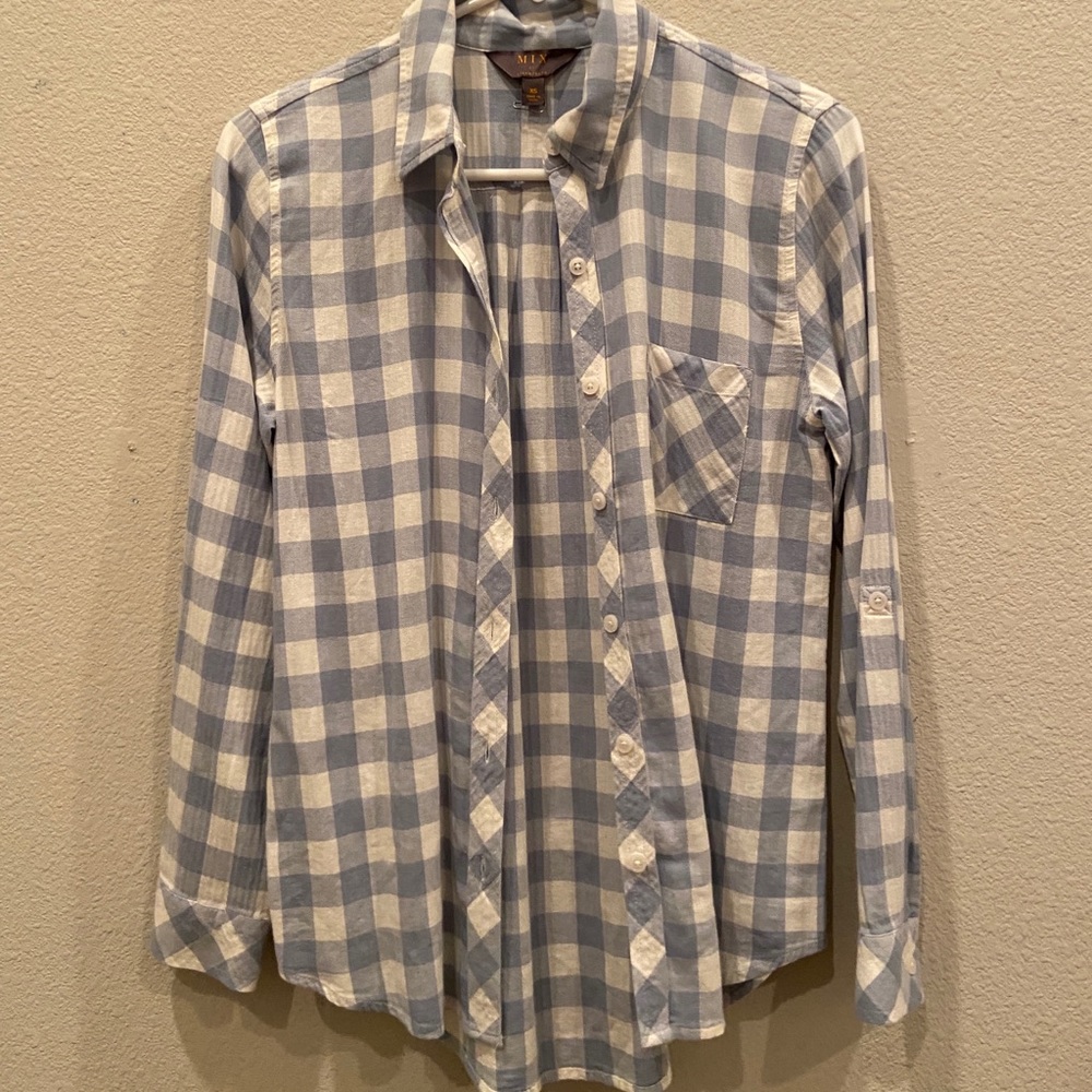 Light Blue and White Flannel